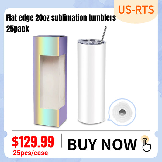 25Pack 20oz Flat Edge Sublimation Tumblers
