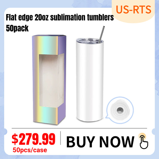 50Pack 20oz Flat Edge Sublimation Tumblers