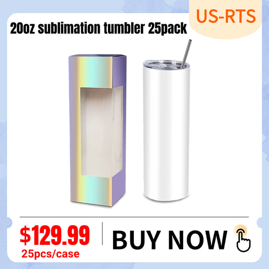 25 Pack Sublimation Tumblers 20 oz Skinny