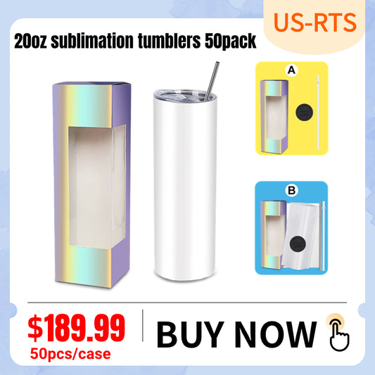 50 Pack Sublimation Tumblers 20 oz Skinny bulk